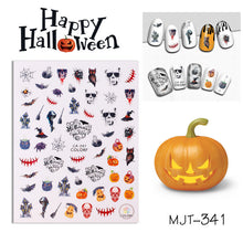 Load image into Gallery viewer, 90*130mm halloween series pumpkin witch ghost nail stickers
