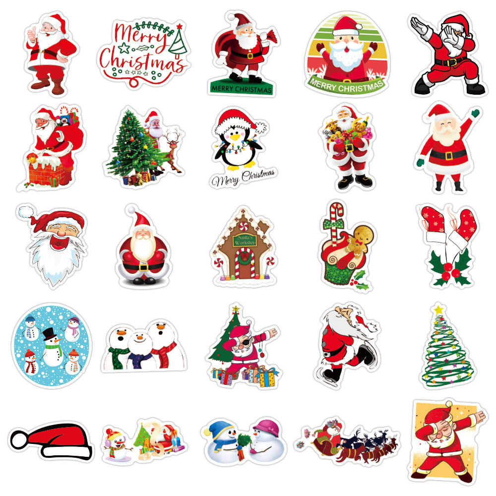 about:5-7cm 50pcs not repeated cute christmas series waterproof stickers