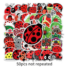 Load image into Gallery viewer, about:5.5-8.5cm 50pcs not repeated ladybug waterproof stickers
