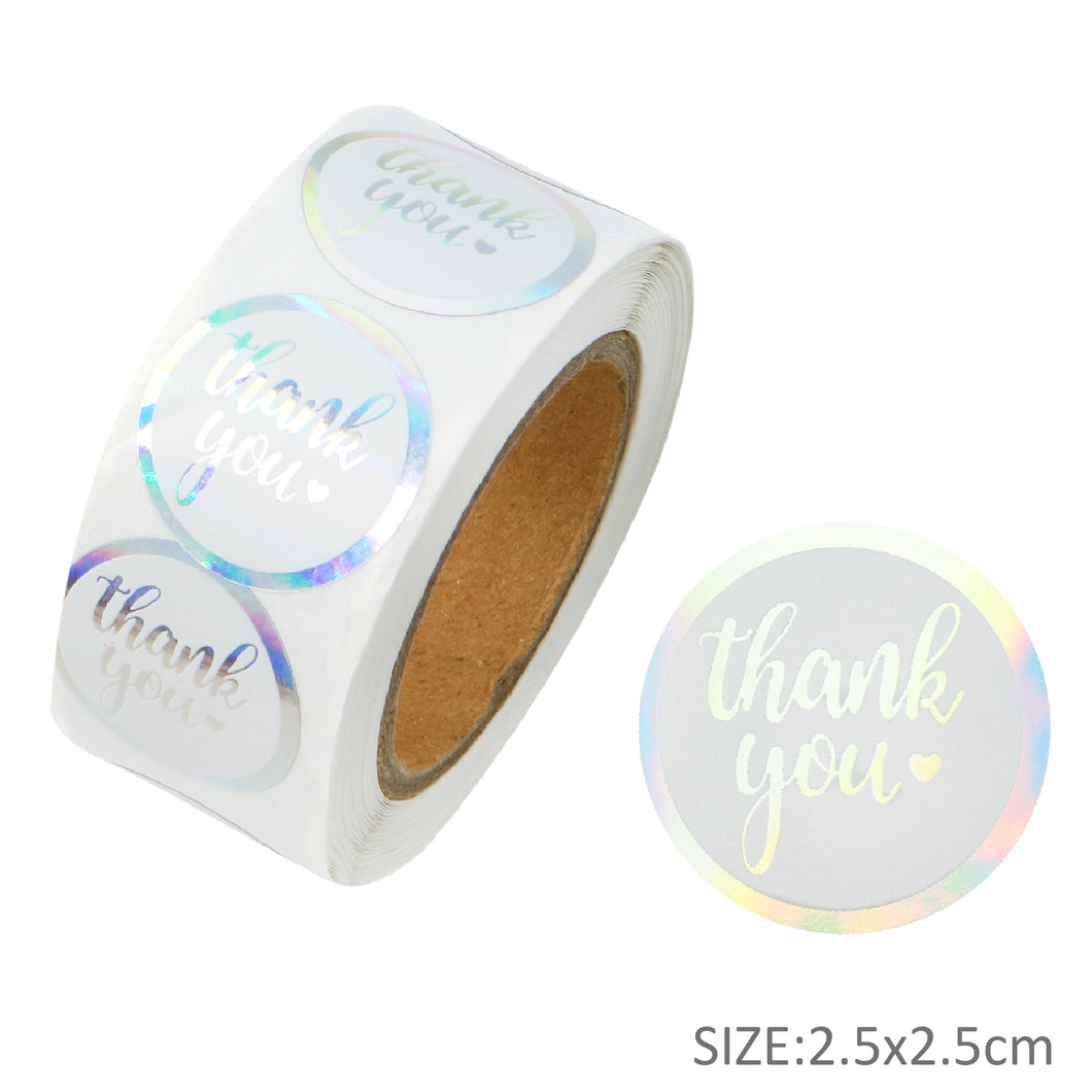 holographic laser thank you letters alphabet heart love rainbow laser sticker 500pieces/roll