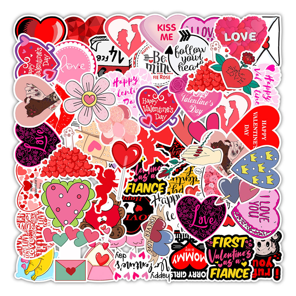 about:5-8cm 50 pcs valentine's day series waterproof stickers
