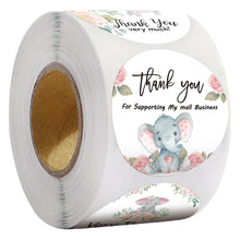 Load image into Gallery viewer, letters alphabet household gadgets flower floral round oval thank you elephant sticker 500pieces/roll
