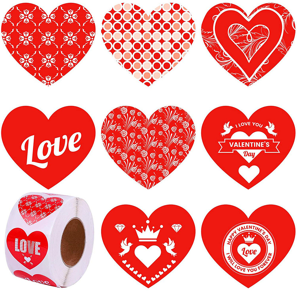 red series heart love valentines day letters alphabet dots spot flower floral love sticker(500 pcs/roll)