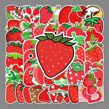Load image into Gallery viewer, about:5.5-8.5cm 50pcs not repeated strawberry series waterproof stickers
