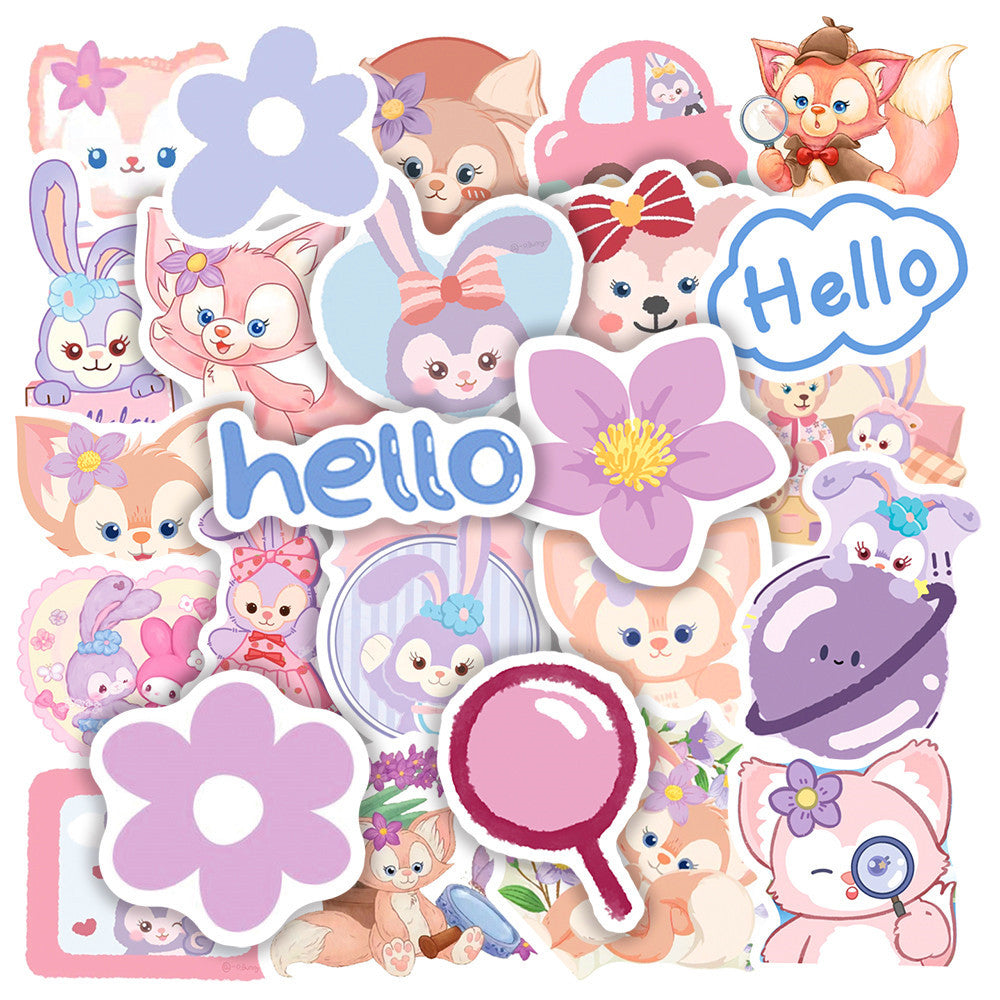 about:4-7cm flower floral letters alphabet cartoon linabell waterproof stickers (50 pcs/pack)