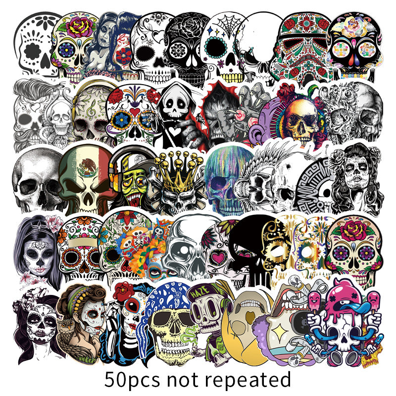 about:5.5-8.5cm(3.4'') 50pcs day of the dead series waterproof stickers