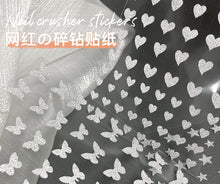 Load image into Gallery viewer, package size:7.4*10cm glitter butterfly firework heart love valentines day star starfish silver glitter animals heart star nail art stickers
