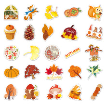 Load image into Gallery viewer, about:5.5-8.5cm 50pcs autumn landscape orange series waterproof stickers
