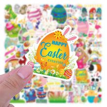 Load image into Gallery viewer, about:5-7cm 50pcs cartoon easter eggs rabbit series waterproof stickers
