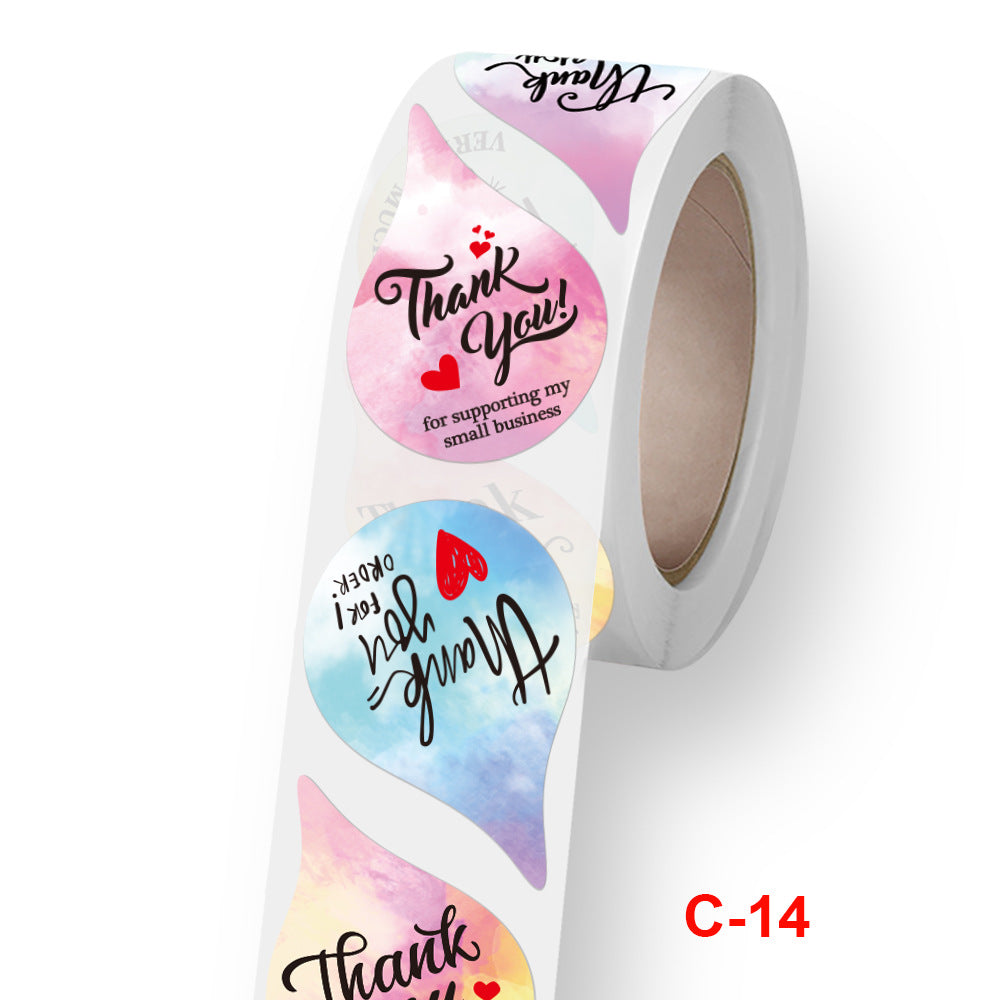 letters alphabet thank you teardrop-shaped sticker 500pieces/roll