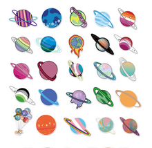 Load image into Gallery viewer, about:5.5-8.5cm 50pcs not repeated space planet galaxy series waterproof stickers
