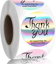 Load image into Gallery viewer, thank you letters alphabet holographic laser gold laser sticker 500pieces/roll
