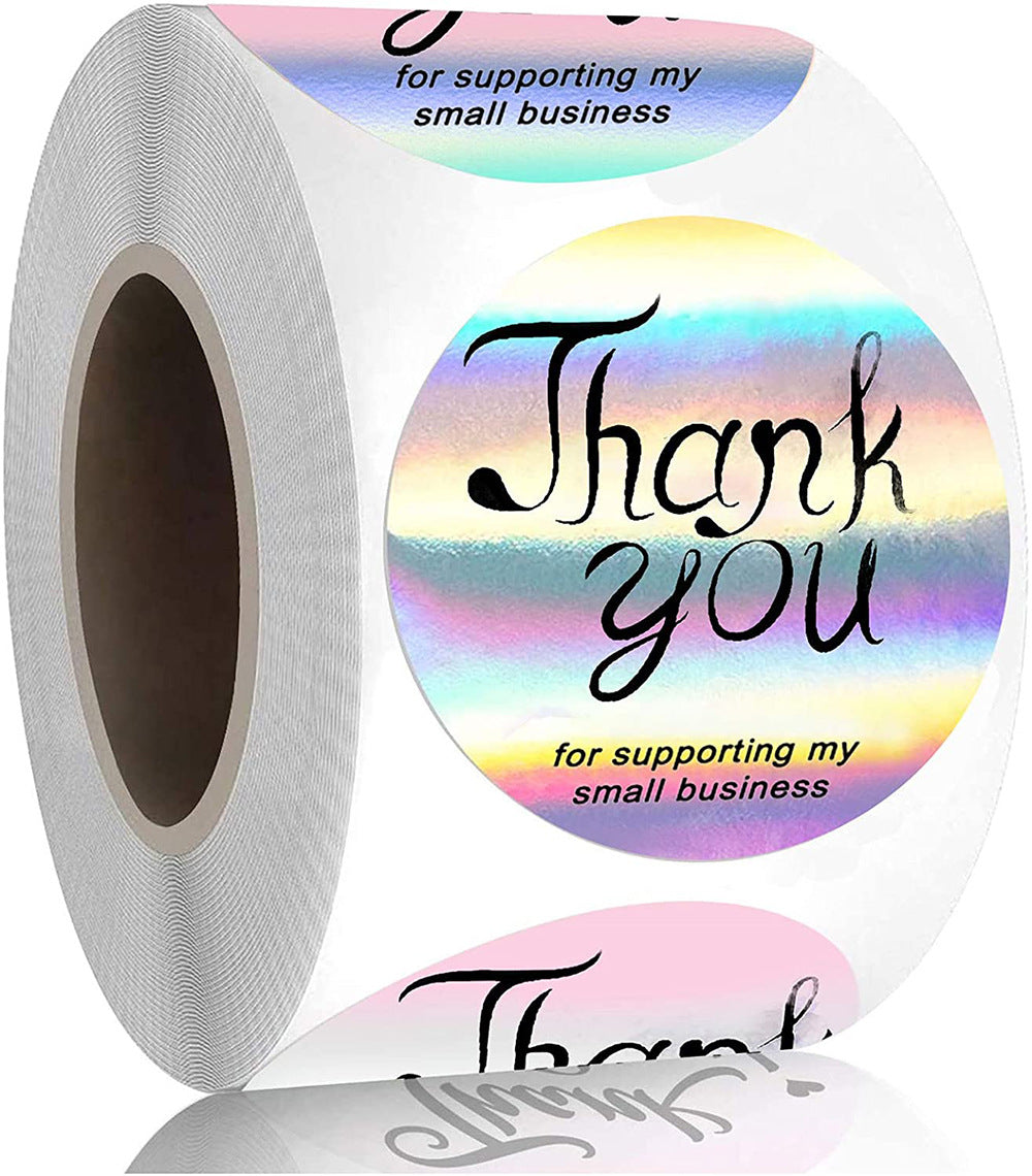 thank you letters alphabet holographic laser gold laser sticker 500pieces/roll