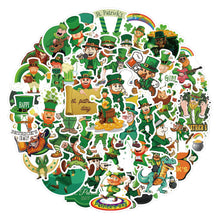 Load image into Gallery viewer, about:5-7cm green series st patricks clover shamrock letters alphabet rainbow color 50pcs saint patricks green series waterproof stickers
