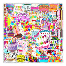 Load image into Gallery viewer, package size about:100*100mm(3.9*3.9&#39;&#39;) 50 pcs happy birthday waterproof stickers
