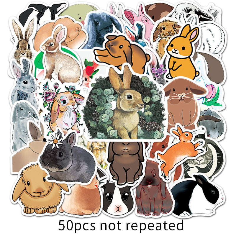 about：5.5-8.5cm rabbit cartoon sticker（50pcs/pack）
