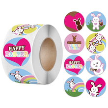 Load image into Gallery viewer, rabbit bunny easter bunny rainbow color heart love valentines day letters alphabet pcs easter egg stickers (500 pcs/roll)
