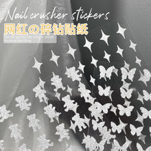 Load image into Gallery viewer, package size:7.4*10cm glitter butterfly firework heart love valentines day star starfish silver glitter animals heart star nail art stickers
