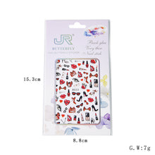 Load image into Gallery viewer, package size:15.3*8.8cm nail art nailartkit valentines day heart love lipstick lips letters alphabet dots spot stripe leopard cheetah valentine&#39;s day series heart lip print rainbow stripe nail stickers
