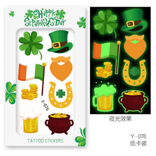 Load image into Gallery viewer, package dimensions:13*7.5cm(3&#39;&#39;) st patricks glow in the dark tattoo sticker(1 pcs/pack)
