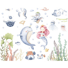 Load image into Gallery viewer, 30*90cm wall poster dolphin fish octopus crab crabs turtle tortoise seahorse seaweed 2pcs/set mermaid dolphin wall sticker
