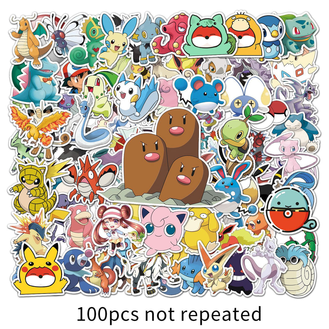 about:5.5-8.5cm(3.4'') 100pcs cartoon waterproof stickers