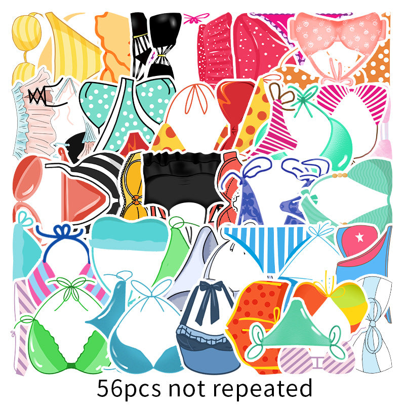 about:5.8-8.5cm 56pcs not repeated waterproof stickers