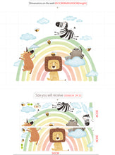 Load image into Gallery viewer, 30*90cm 2pcs/set cartoon animal rainbow wall sticker
