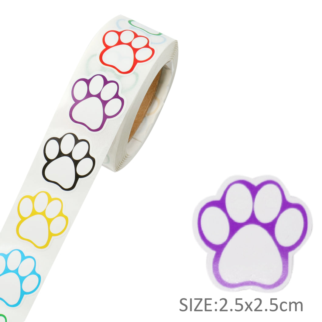 2.5*2.5cm footprint paw household gadgets sticker 500pieces/roll