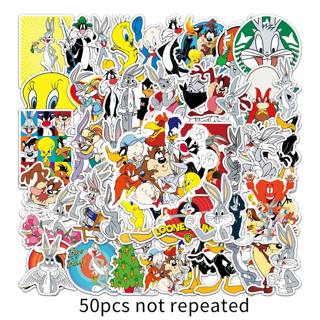 about:5.8-8.5cm50pcs not repeated bugs bunny series waterproof stickers