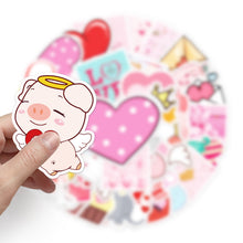 Load image into Gallery viewer, about:5.5-8.5cm(3.4&#39;&#39;) 50pcs cartoon sweet valentine day waterproof stickers
