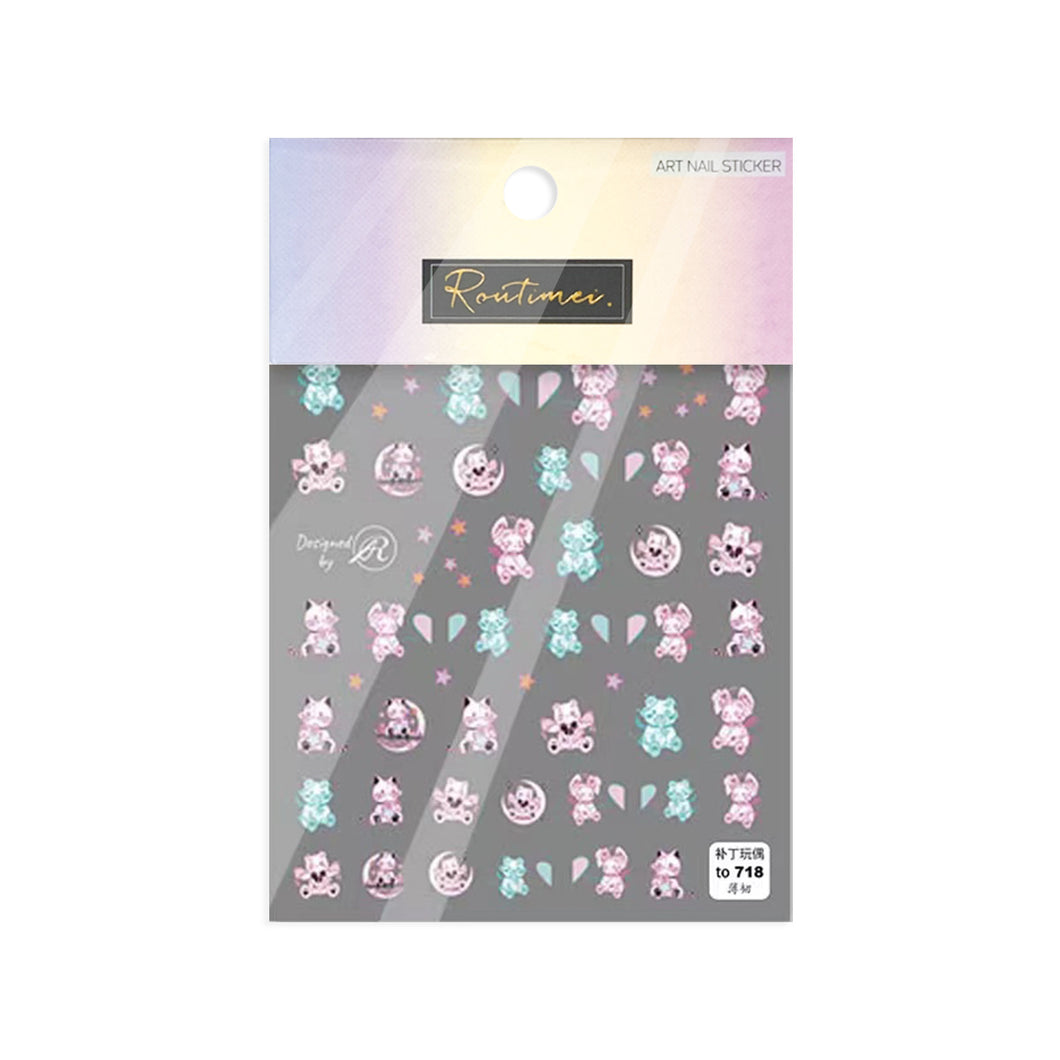 package size:8*13cm rabbit bunny star starfish patch doll series nail art stickers