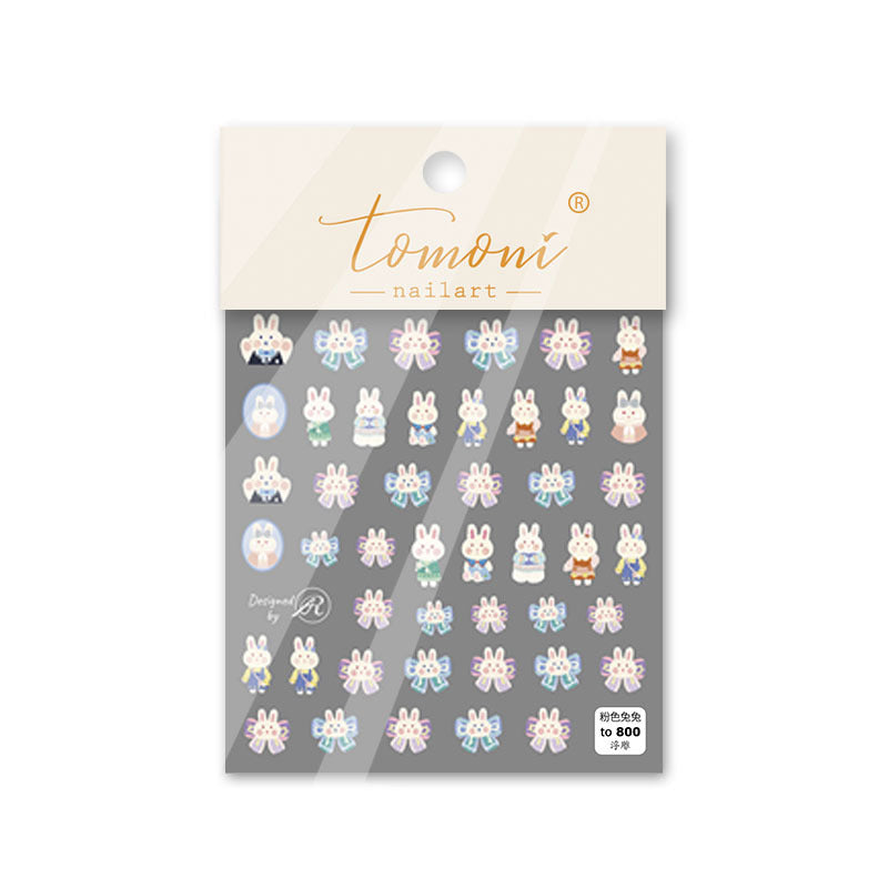 13 * 8.3cm rabbit bunny bowknot bows letters alphabet cake cupcake ice cream popsicle flower floral heart love cherry lovely rabbit nail sticker