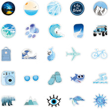 Load image into Gallery viewer, about 5-7cm(2.8&#39;&#39;) 50pcs blue series waterproof stickers
