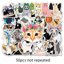Load image into Gallery viewer, about:5.5-8.5cm 50pcs cute cat cartoon waterproof stickers
