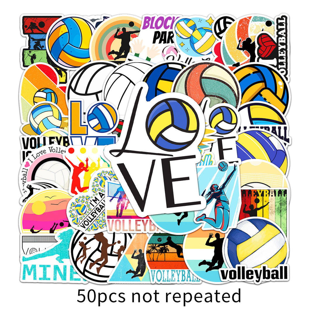 about:5.5-8.5cm(3.4'') 50pcs volleyball sport series waterproof stickers