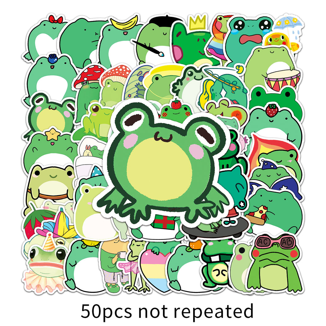 about:5.5-8.5cm(3.4'') 50pcs not repeated frog series waterproof stickers