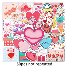 Load image into Gallery viewer, about:5.5-8.5cm 50pcs cartoon sweet valentine day waterproof stickers
