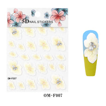 Load image into Gallery viewer, package dimensions:88*65mm flower floral nail art nailartkit plain color solid color waterproof pearl rhinestones artificial diamond thin transparent embossed flower nail stickers
