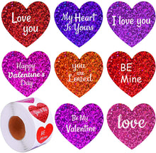 Load image into Gallery viewer, heart love valentines day letters alphabet household gadgets holographic laser holographic love sticker (500 pcs/roll)
