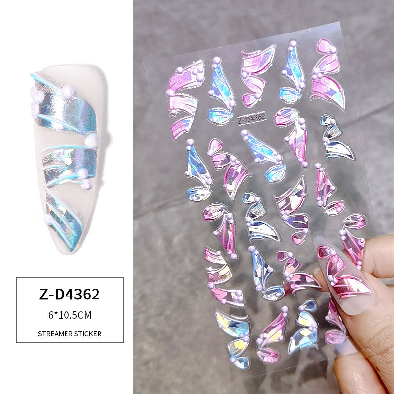 6*10.5cm glitter magic color iridescent irregular shape nail sticker