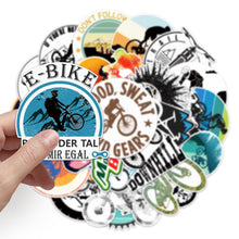 Load image into Gallery viewer, about:5.8-8.5cm waterproof bicycle mountain letters alphabet glasses 50pcs not repeated bicycle waterproof stickers
