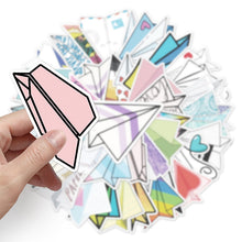 Load image into Gallery viewer, Single size: 5.5-8.5CM(3.4&#39;&#39;) 50pcs not repeated paper airplane waterproof stickers
