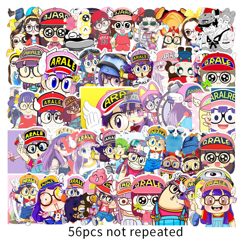 about:5.8-8.5cm 56pcs not repeated cute cartoon waterproof stickers