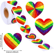 Load image into Gallery viewer, household gadgets heart love valentines day round oval holographic laser rainbow color love holographic sticker 500pieces/roll
