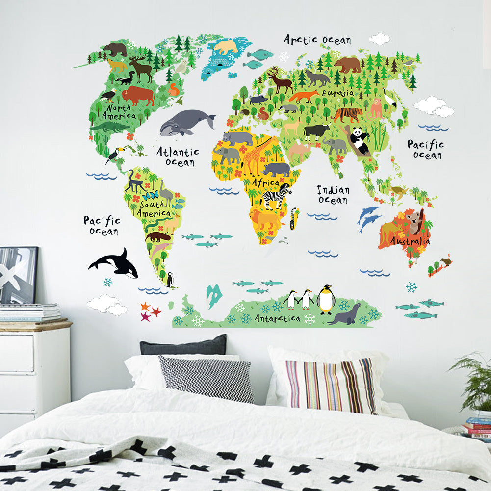60*90cm animal world wall sticker