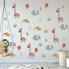 Load image into Gallery viewer, 30*60cm cloud leaf leaves tree giraffe elephant rainbow wall sticker
