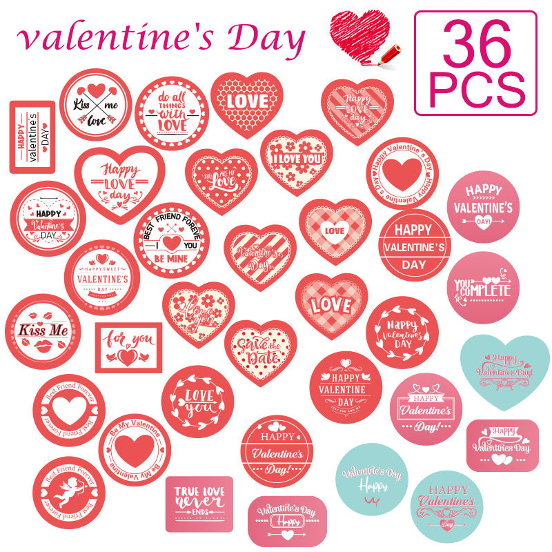 13*19cm set bundle valentines day heart love letters alphabet lipstick lips valentines day sticker set (4 pcs/set)