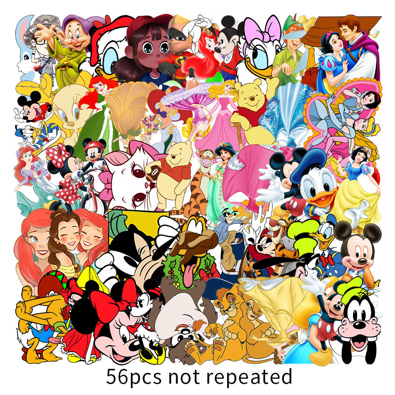 about:5.5-8.5cm 56pcs not repeated cartoon series waterproof stickers