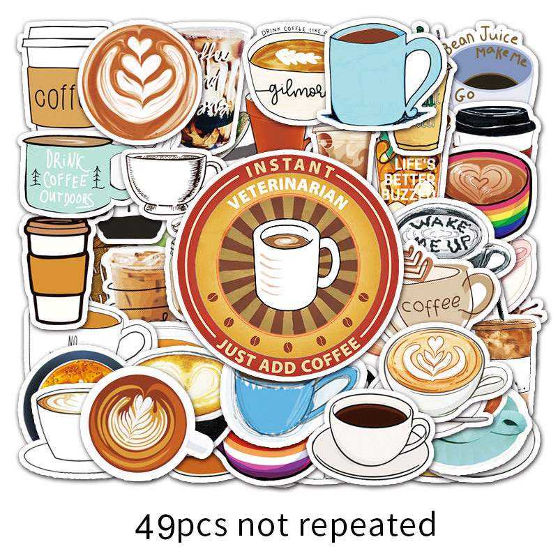 about:5.5-8.5cm 49pcs coffee waterproof stickers